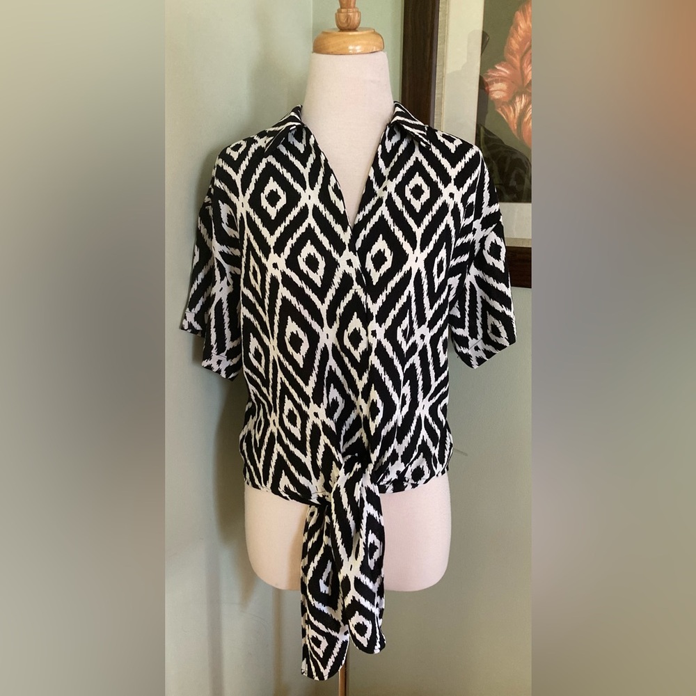 NEW Fred David tie waist Top Shirt size S M